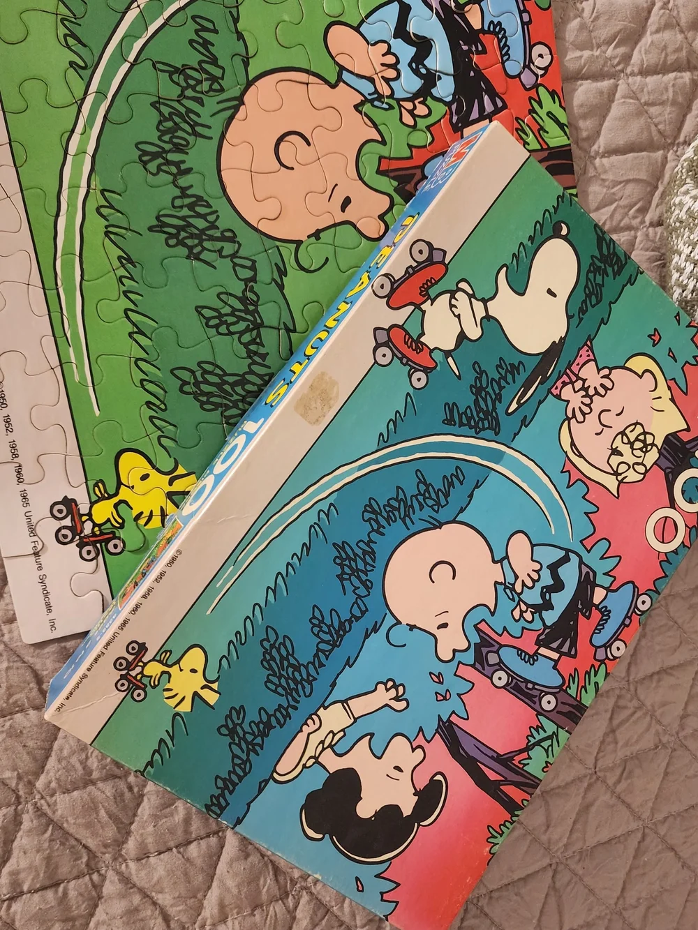 Peanuts 108-Piece Puzzle — Colorful Green & Blue Scene with Snoopy